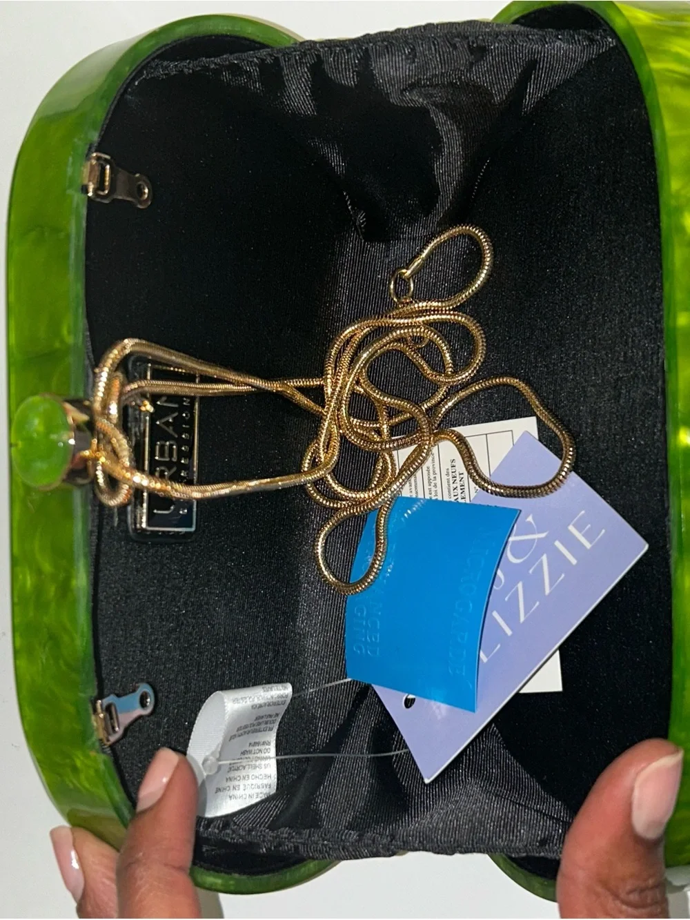 Urban Expressions Lime Green Oval Acrylic Crossbody Clutch